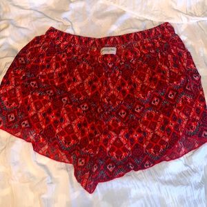Abercrombie and Fitch: Flowy Red Design Shorts! Size: L
